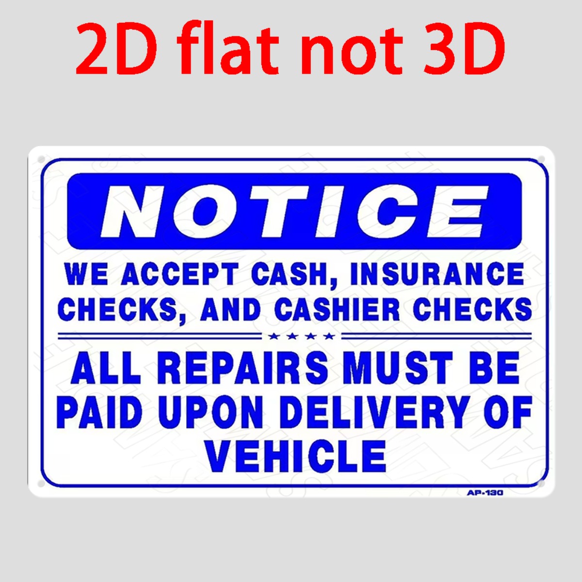 2D Flat Non‑3D Metal Wall Sign - огляд і ціна Auto Repair Shop Insurance
