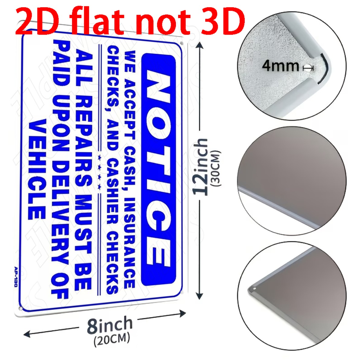 2D Flat Non‑3D Metal Wall Sign - огляд і ціна Auto Repair Shop Insurance