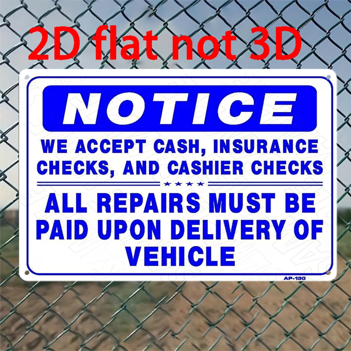 2D Flat Non‑3D Metal Wall Sign - огляд і ціна Auto Repair Shop Insurance