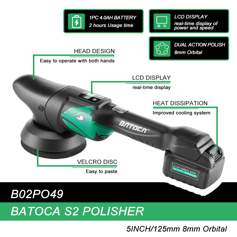 BATOCA S2 4.0Ah 5Inch Cordless - огляд і ціна Orbital Polisher Da